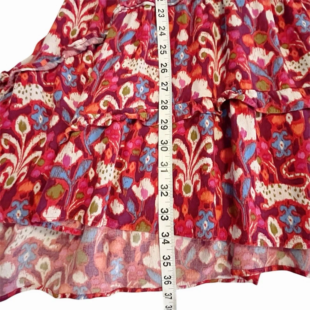 Anthropologie Robin Tiered Floral Ruffle Red Dress Cottagecore Prairie Hippie - Picture 10 of 10
